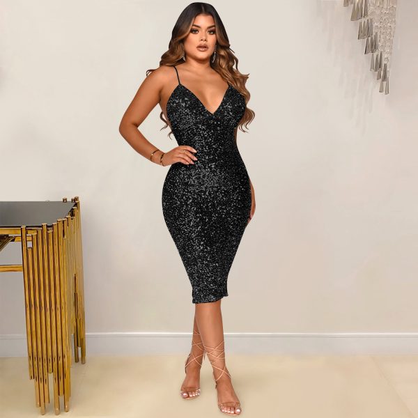 Sexy V-Neck Midi Dress - Image 2