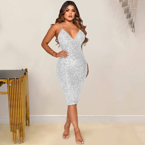 Sexy V-Neck Midi Dress - Image 3