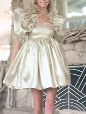 Elegant Champagne Lace Dress