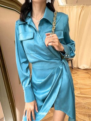 Women’s Satin Pocket Dress