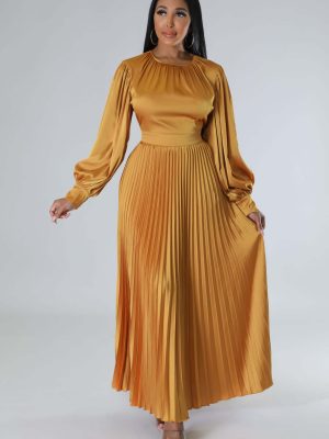 Women’s Pleated Maxi Winter Dress