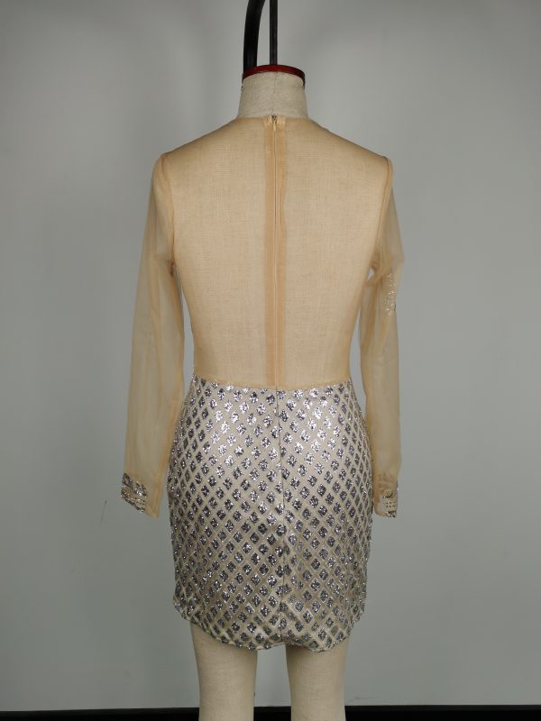 Gold Beaded Cocktail Dress - Image 3