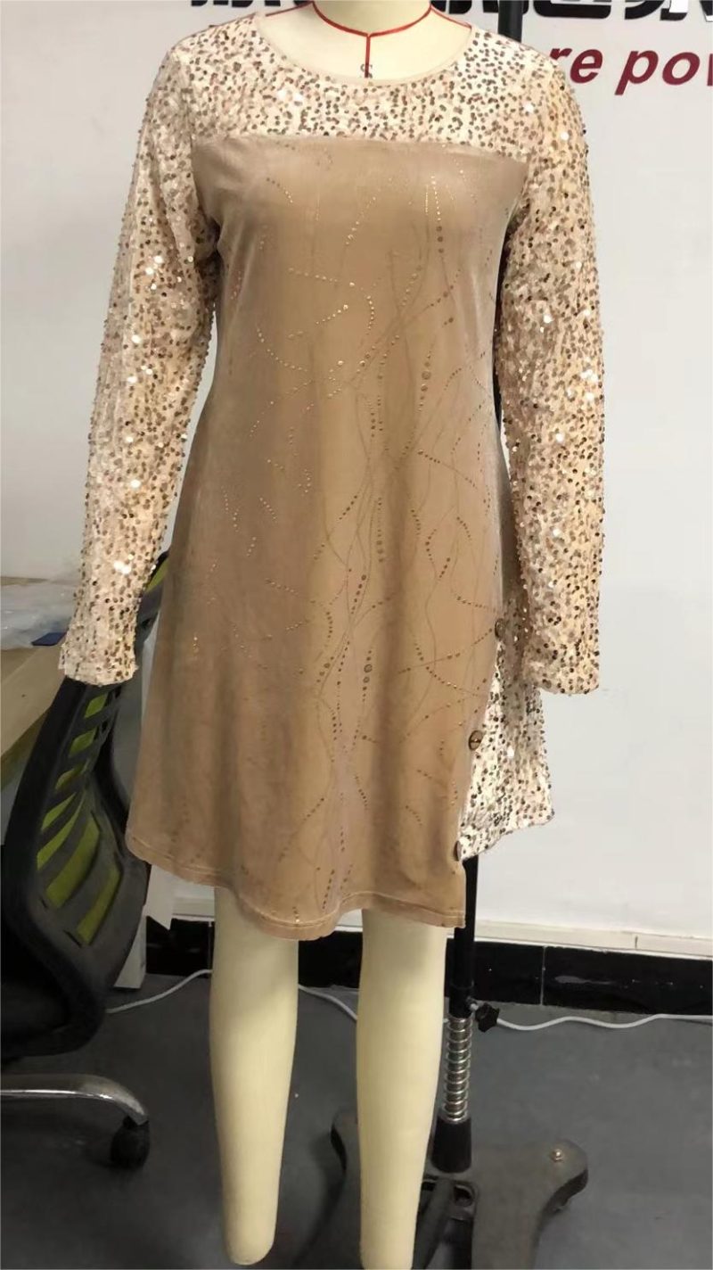 Sequin Stitching A-Line Dress - Image 4