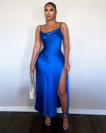 Glossy Side Split Dress