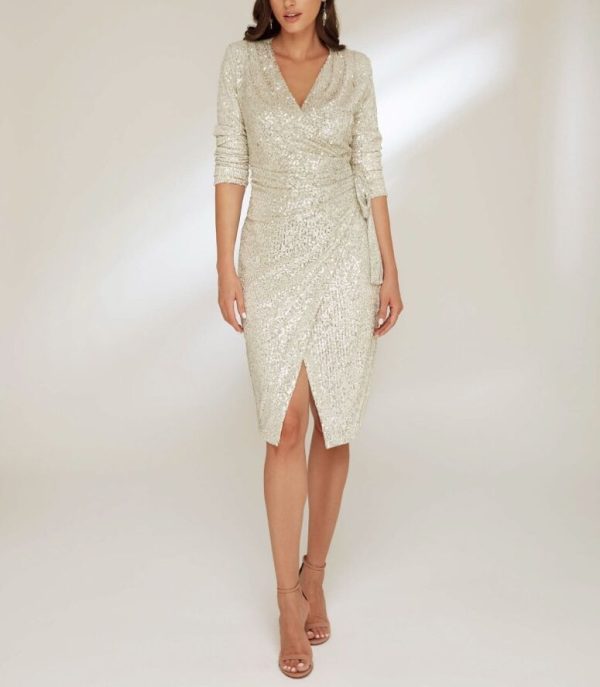 Sequin V-Neck Sheath Dress