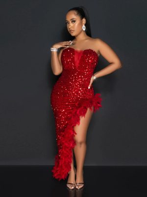 Sexy Sequin Tube Slit Dress