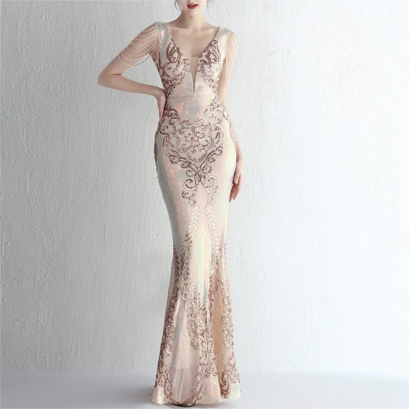 Floral Beaded Sequin Dress