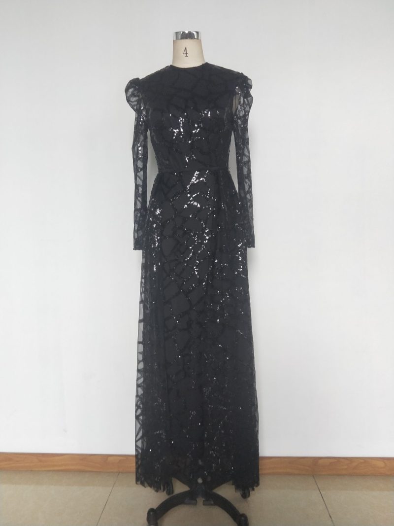 Sequin Long Sleeve Swing Dress