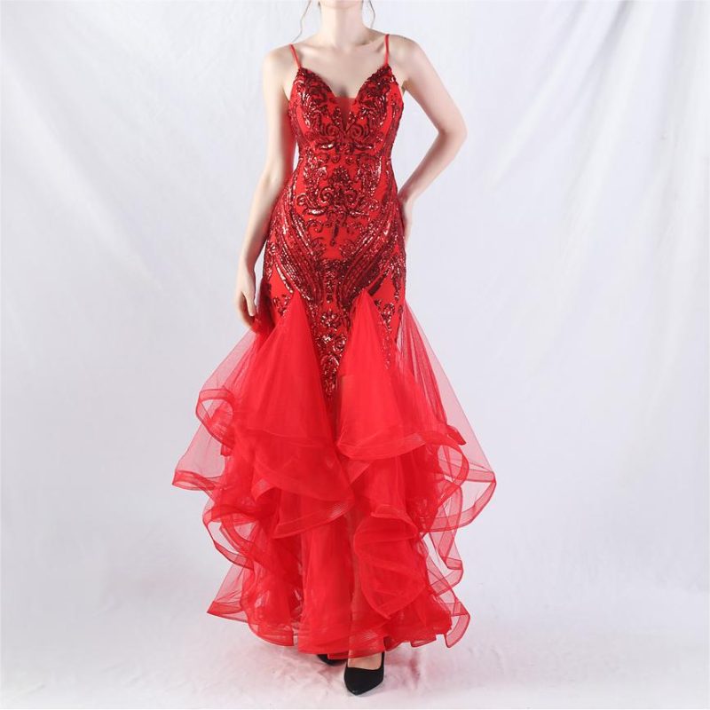 Floral Sequin Mesh Dress