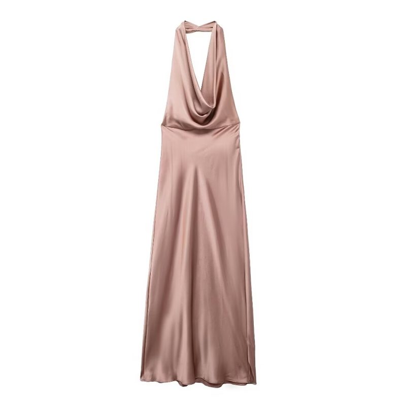 Elegant Summer Backless Satin Dress - Image 3
