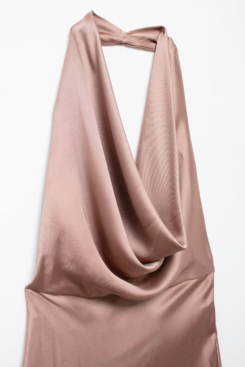 Elegant Summer Backless Satin Dress - Image 4