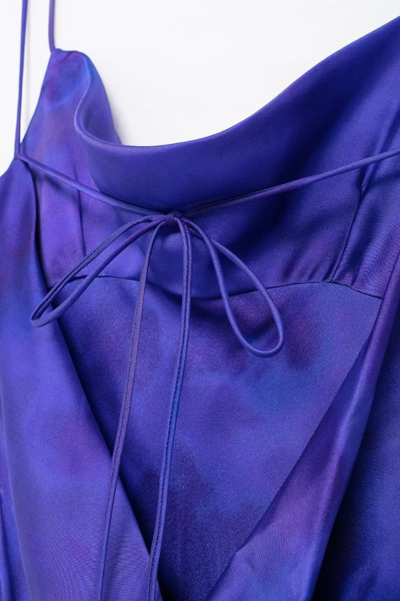 Elegant Printed Satin Summer Dress - Image 4