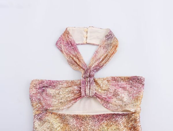 Sequin Bow Halter Dress - Image 4