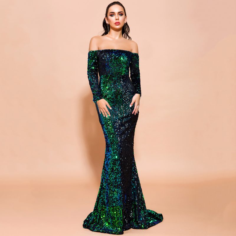 Sexy Off-Shoulder Sequin Gown - Image 2