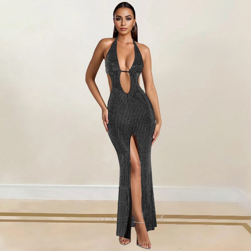 Women’s Rhinestone Sleeveless Evening Dress