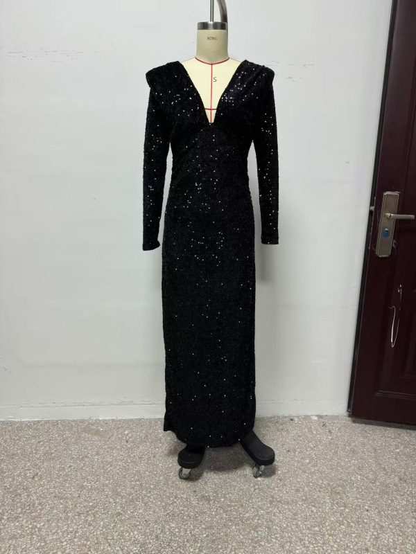 Elegant Black Sequin Sheath Dress - Image 2