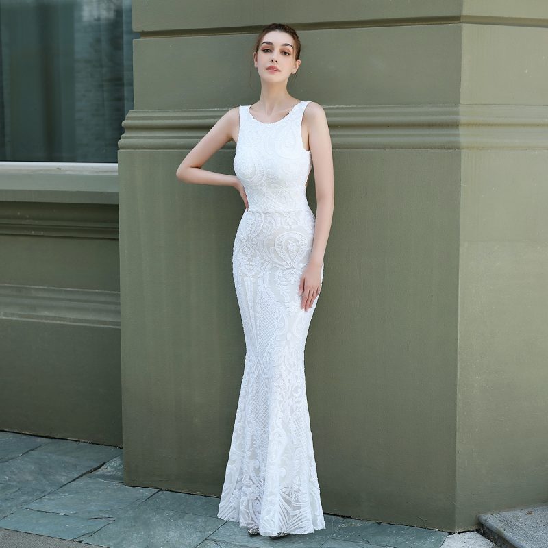 Sequined Fishtail Evening Gown