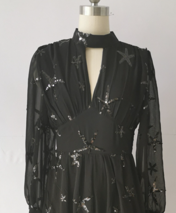 Elegant Sequined Turtleneck Dress - Image 3