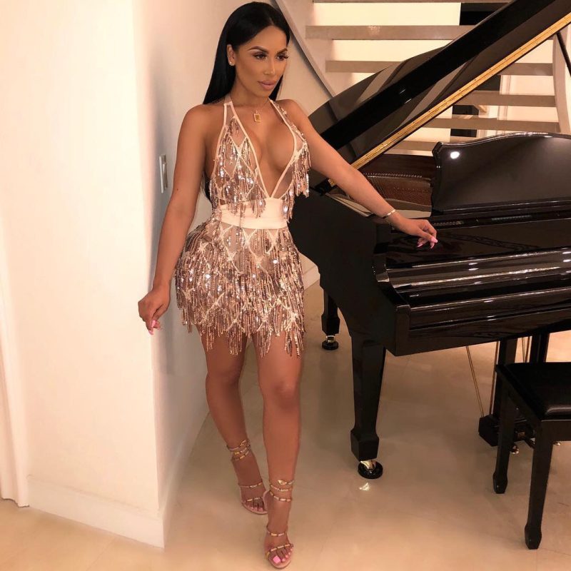 Sexy Backless Sequin Dress