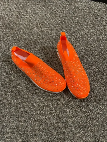 Orange Rhinestone Slip-On Wedge Sneakers photo review