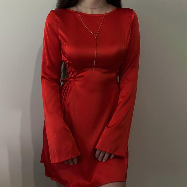 Summer Satin Long Sleeve Dress