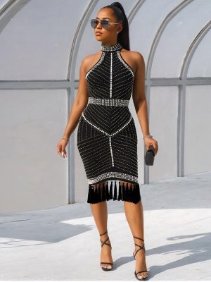 Socialite Beaded Sleeveless Backless Dress