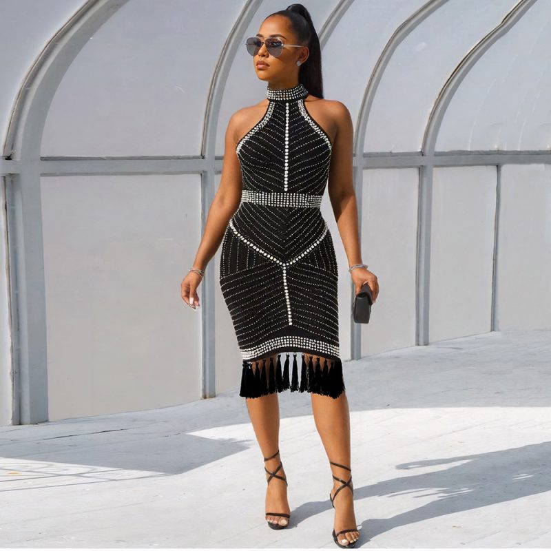 Socialite Beaded Sleeveless Backless Dress