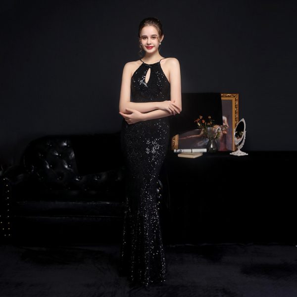 Elegant Halter Sequin Fishtail Dress - Image 4