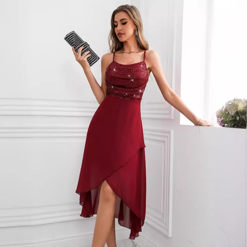Sexy Sequin Chiffon Dress - Image 4