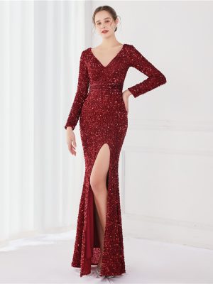 Elegant Sequin Fishtail Gown