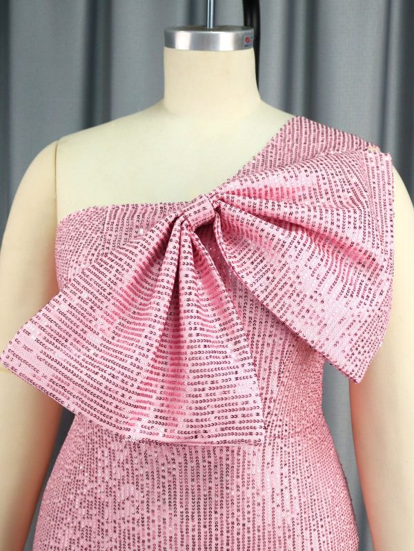 One-Shoulder Bow Sequin Dress - Image 4