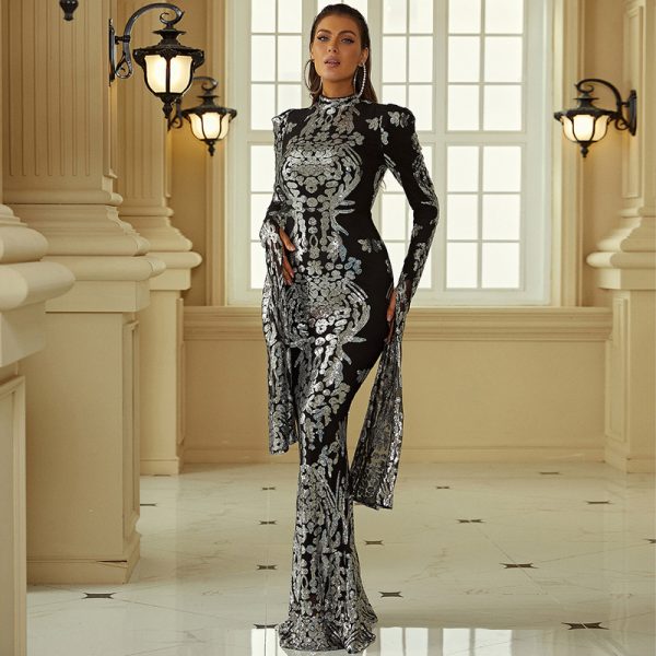 Elegant Slim-Fit Sequin Gown - Image 4