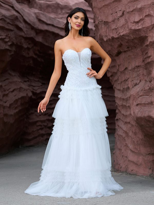 Elegant Tube Top Tiered Wedding Gown - Image 4