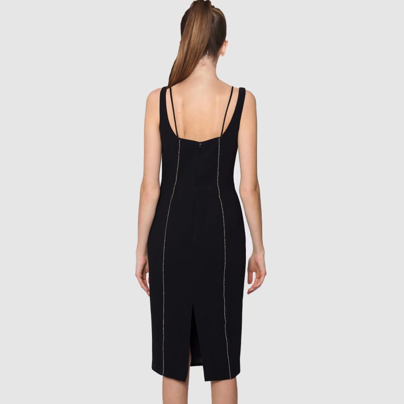 Fashionable Tight Stretch Black Cocktail Dress - Image 3