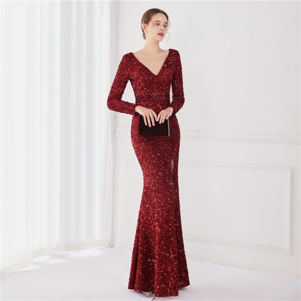 Elegant Sequin Fishtail Gown - Image 4