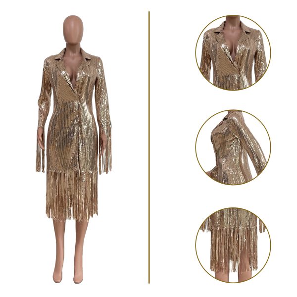 Casual Tassel Sequin Dress - Image 2