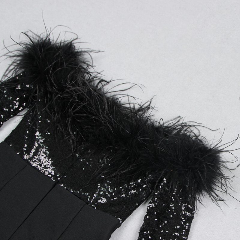 Sexy Feather Sequined Tube Dress - Image 4