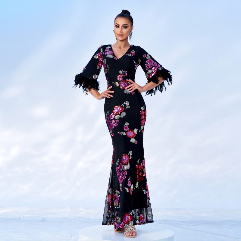 High-End Sequin V-Neck Gown - Image 2