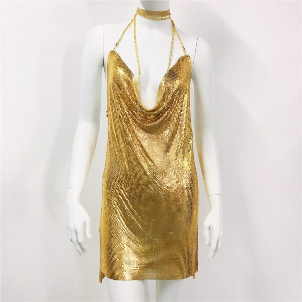 Metallic Sequin Rhinestone Dress - Image 4