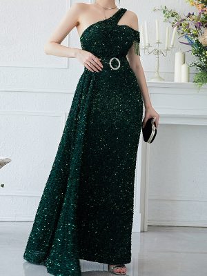 Elegant Off-Shoulder Sequin Fishtail Dress