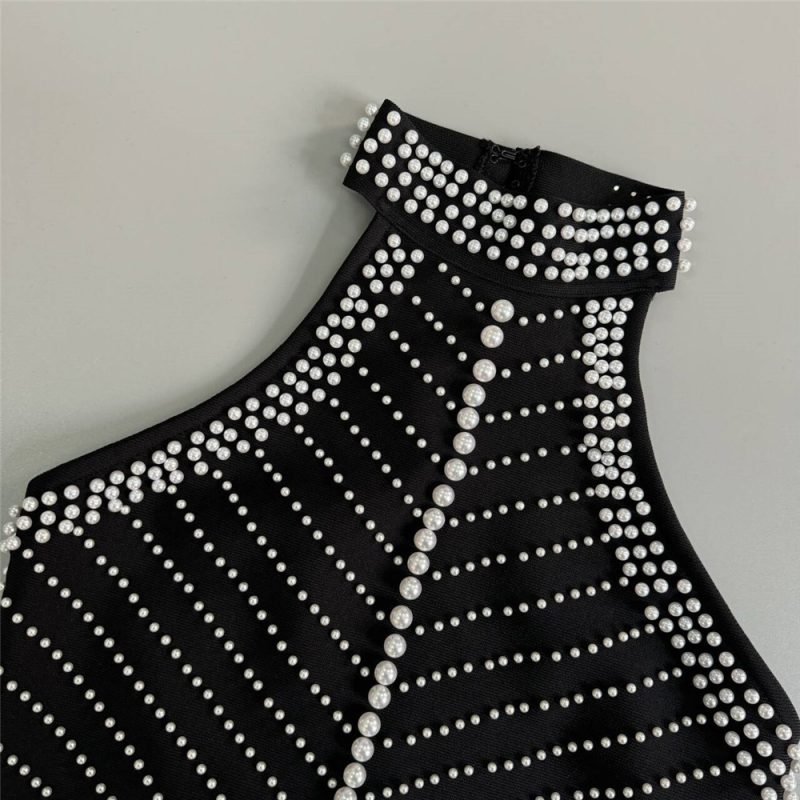 Socialite Beaded Sleeveless Backless Dress - Image 3