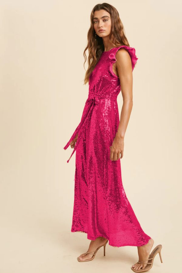 Sequin Belted Midi Dress - Image 4