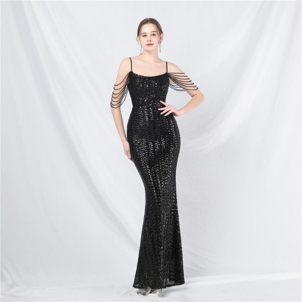 Designer Sequin Evening Dress - Image 3