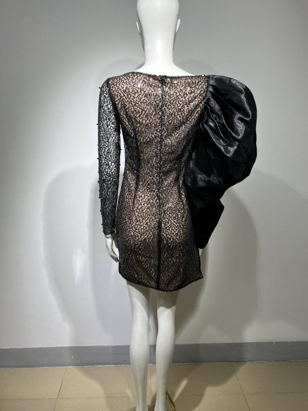 Black Beaded Sheath Dress - Image 4