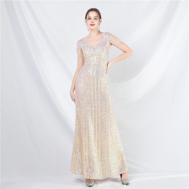 Beaded Sequin A-Line Dress - Image 2