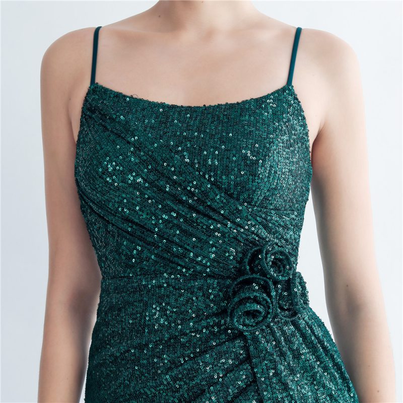 Handmade Floral Split Gown - Image 2