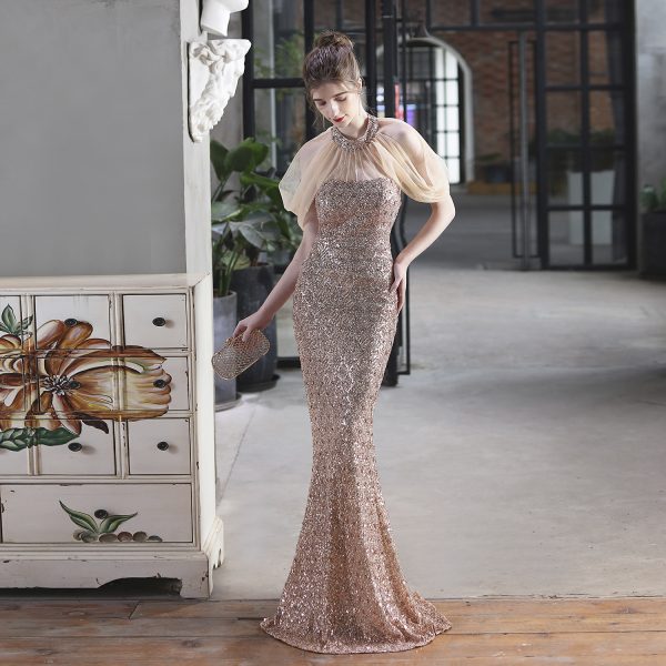 Sequin Halter Fishtail Gown - Image 2