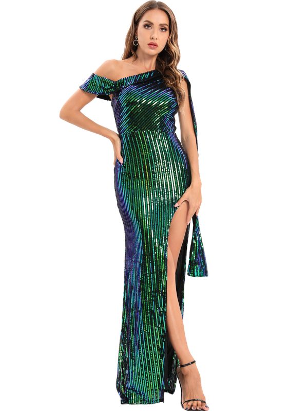 Sexy One-Shoulder Sequin Dress - Image 2