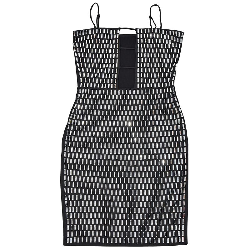 Sexy Slim Fit Rhinestone Strap Dress - Image 4