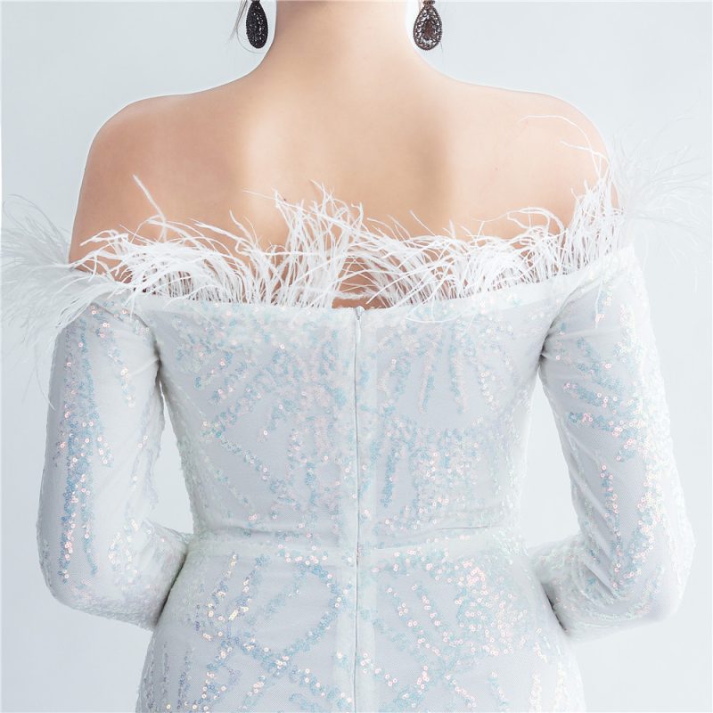 Ostrich Feather Sequin Fishtail Gown - Image 2